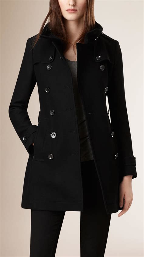 Lyst Burberry Short Double Wool Twill Trench Coat In Black