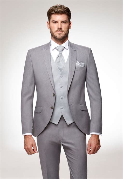 Costume De Mariage 5 Pièces Coordonnées Gris Clair Pour Homme Caralys