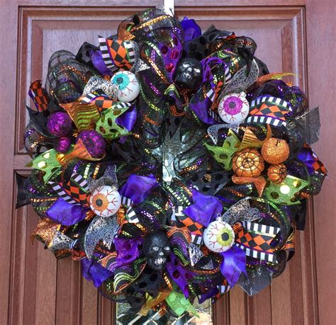 Deco Mesh Halloween Wreath // Halloween Decor // Halloween | Etsy | Halloween wreath, Halloween ...