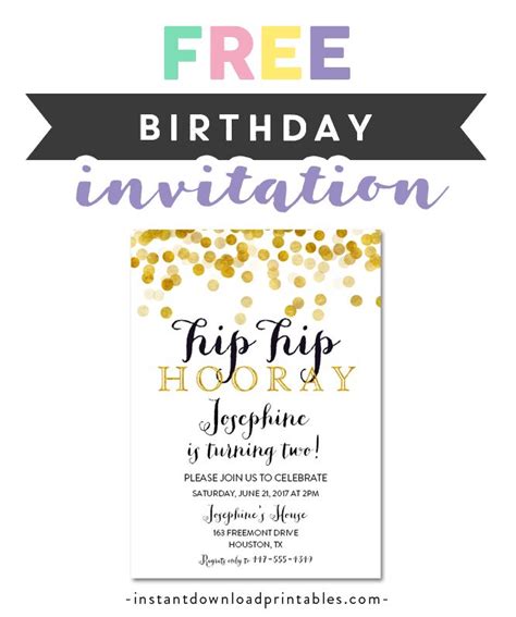 A Birthday Party With Gold Confetti On It And The Text Free Printable