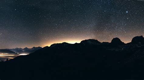 Silhouette Of Mountain Night Sky Mountains Hd Wallpaper Wallpaper