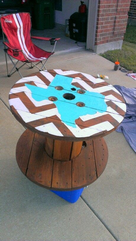 Hiring professional help to construct or redesign your patio can be very expensive, leaving most of us with do it yourself patio ideas that we can take on ourselves. Wooden cable spool painted side patio table. I think I might do this with Oklahoma in orange and ...