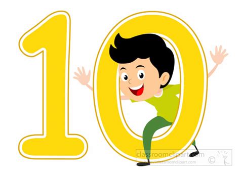 Numbers Clipart Playful Boy Standing With Number Ten Math Clipart