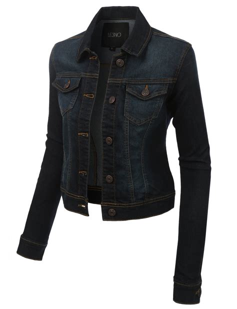 le3no womens vintage long sleeve denim jacket with pockets denim fit