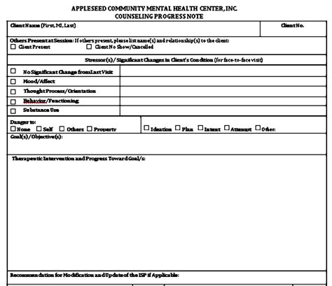 Counseling Note Template Printable Word Searches