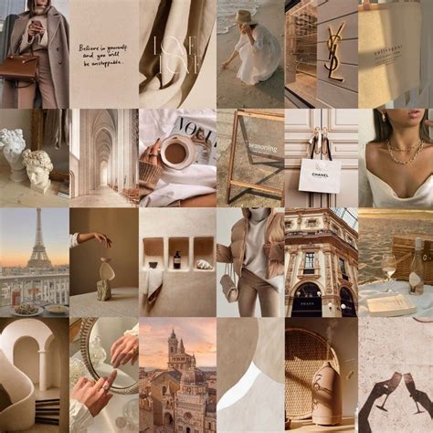 Beige Wall Collage Kit Aesthetic Wall Collage Kit Tan Wall Etsy