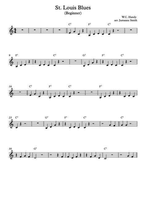 To play, manage, discover and free. Trumpet Sheet Music St Louis Blues (Beginner Level) (Handy)