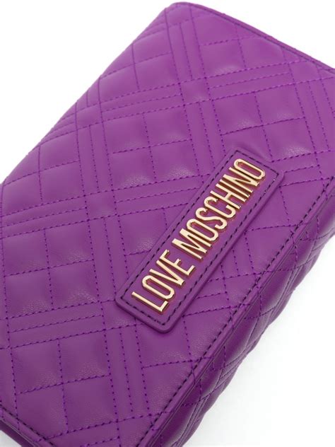 Moschino Logo Lettering Quilted Crossbody Bag Reversible