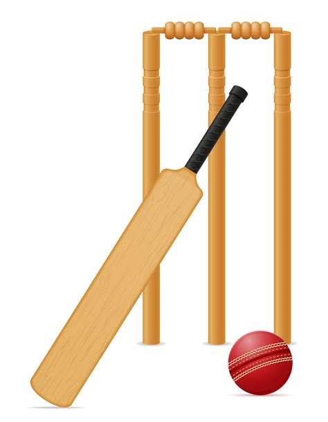 Download Cricket Equipment Bat Ball And Wicket Vector Illustration For Free Cricket Equipment