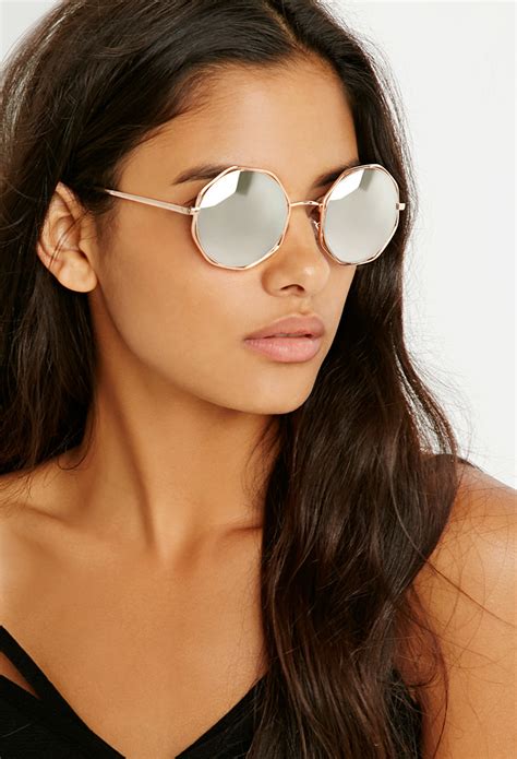 Forever 21 Octagon Round Sunglasses In Gray Lyst