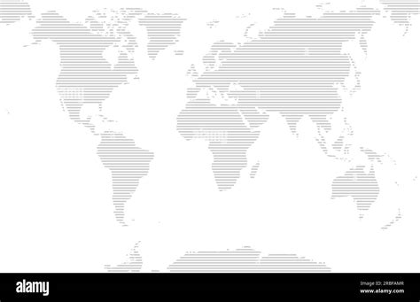 Gray Striped World Map On A White Background Vector Illustration Stock