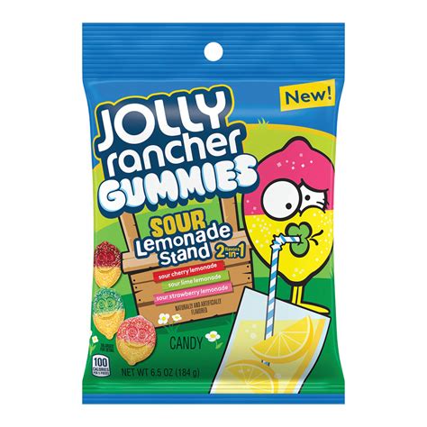 Jolly Rancher Gummies Sour Lemonade Stand 5 Oz Peg Bag Nassau Candy
