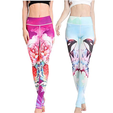 Mermaid Series Yoga Leggings High Waist Printing Elastic Quick Dry Women Gym Clothing Fitness