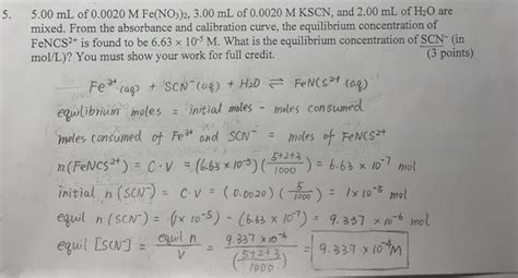 Fe No3 3 Kscn H2o - Solved: 5.00 ML Of 0.0020 M Fe(NO3)2, 3.00 ML Of 0.0020 M | Chegg.com