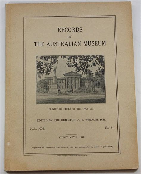 Lot Australia Records Of The Australian Museum Sydney May 9