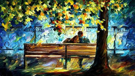 In Love Palette Knife Landscape Oil Painting On Canvas By Leonid
