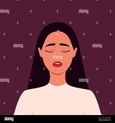 Young Woman Is Crying Human Emotions Sadness Despair Female Flat