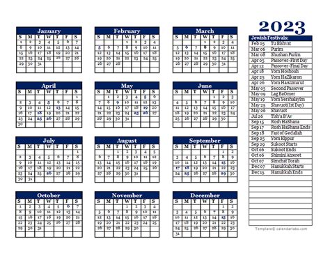 2023 Calendar With Jewish Holidays Printable