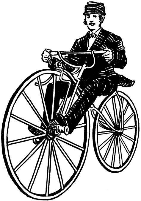Velocipede Image Young Man Riding Old Bicycle Graphic The Graphics