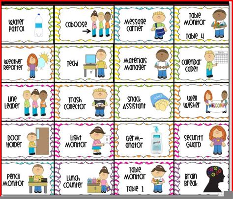 Clipart Free Printable Preschool Job Chart Pictures Printable Templates