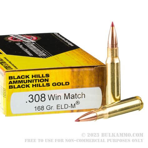 20 Rounds Of Bulk 308 Win Ammo By Black Hills 168gr Eld Match