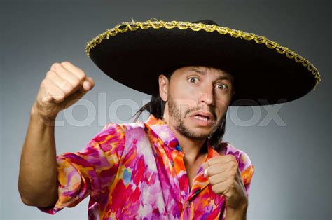 Young Mexican Man Wearing Sombrero Stock Image Colourbox