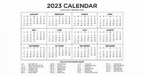 Year 2023 Calendar Printable with Holidays - Wiki Calendar