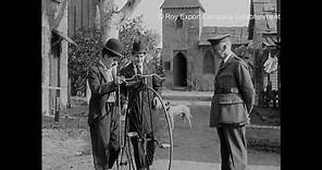 Charlie Chaplin and his Brother Riding a Penny-Farthing - Behind the Scenes Archival Footage