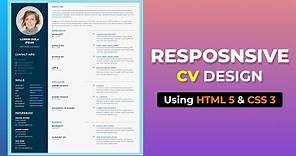 How to Create a Responsive Resume Website using HTML and CSS | Resume CV Design in HTML CSS