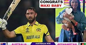 Glenn Maxwell wife Vini Raman & his new born baby got emotional on Maxwell double century vs Afg.