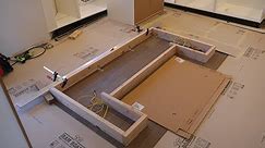 IKEA kitchen and custom island, installation. Самодельная рама тумбочек