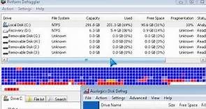 Piriform Defraggler vs Auslogic vs Windows Hard Disk Defrag