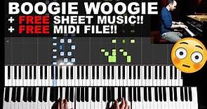 BOOGIE WOOGIE - Piano Tutorial Synthesia + FREE MUSIC SHEET (Victory Stomp)