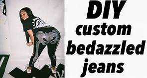 cheap & easy bedazzled jeans | diy custom jeans