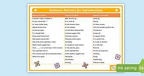 KS2 Sentence Starters for Introductions Word Mat