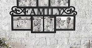 Lavish Home Family Collage Picture Frame - Wall Hanging with 7 Puzzle-Style Openings - Displays Three 4x6 and Four 5x7 Photos of Memories (Black)