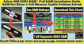 Adata 4GB DDR3 RAM | Full RAM Installation Guide | RAM Not Show & Full Memory Usable Problem Solved