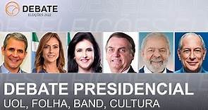 Debate ao vivo com Lula, Bolsonaro, Ciro Gomes, Tebet, Soraya, Luiz Felipe D'Avila | Eleições 2022