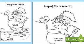 North America Map With and Without Names Worksheets