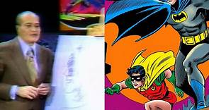 Carmine Infantino sketching Batman on Wonderama in 1975.