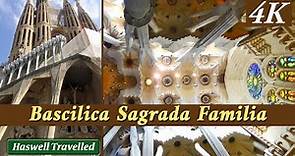 Inside Basilica Sagrada Familia, with History – Barcelona, Spain 4K