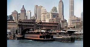 Spectacular New York, Lower Manhattan Waterfront in the 1930's in color! [AI enhanced & colorized]