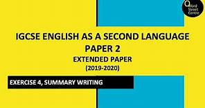IGCSE English as a Second Language, Summary Writing