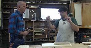 Paul Deakin of the Mavericks visits Rob Cosman in the shop, moulding planes