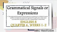 Use Appropriate Grammatical Signals or Expressions | Quarter 4 | English 8 | Weeks 1-2