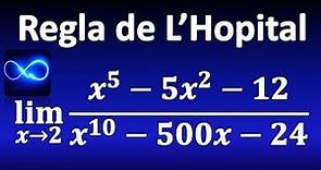 111. Límite por Regla de L'Hopital: división de polinomios, forma 0/0