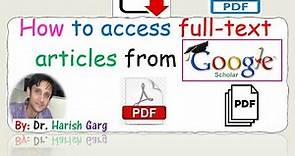 How to access Full Text articles freely from Google Scholar