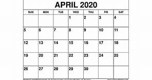 Free Printable April 2020 Calendar - Wiki-Calendar.Com