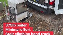 Electric stair climbing hand truck lifting cast iron boiler into ford transit #worldplumbers #maketradesgreatagain #hvaclife | mechanical-hub.com