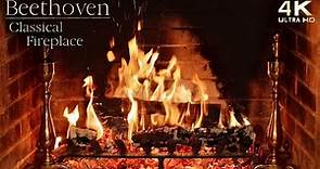 Beethoven Classical Music Fireplace ~ Beethoven Piano & Symphony Study Music Ambience